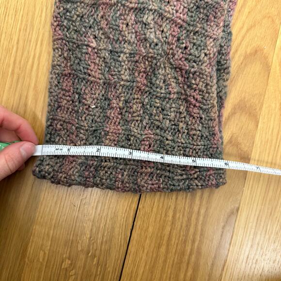 Handmade knitted infinity scarf neck gator pink green brown - Picture 10 of 11